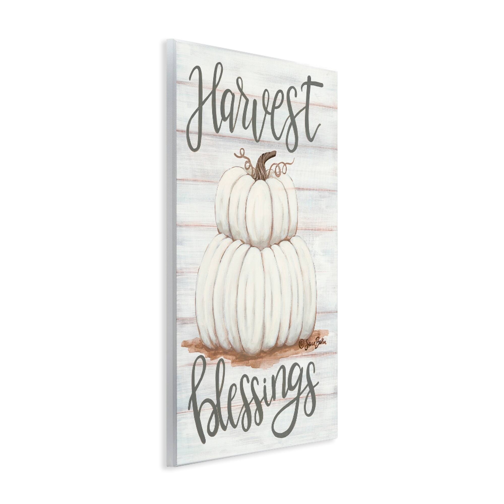 Stupell Industries Harvest Blessings White Pumpkins Wall Plaque Art